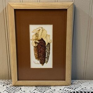 Indian Corn Watercolor Painting Art Framed Matted by Jan Scudder Signed